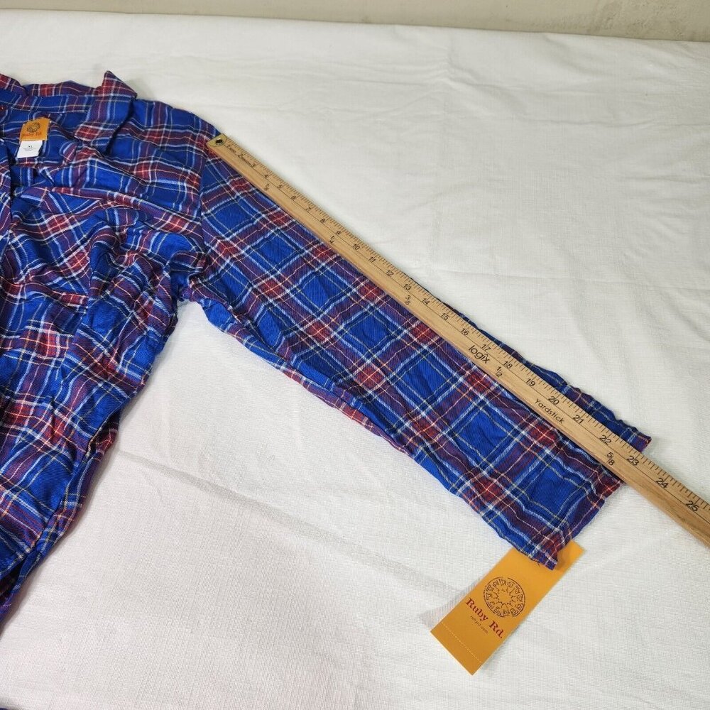 Ruby Rd Lapis Multi Long Relaxed A Line Soft Button Up Top Shirt Size XL (11) - Picture 8 of 11